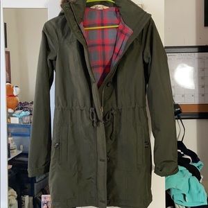 Hollister Army green waterproof jacket